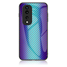 Silicone Frame Mirror Rainbow Gradient Case Cover LS2 for Huawei Honor 70 Pro 5G Blue