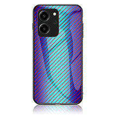 Silicone Frame Mirror Rainbow Gradient Case Cover LS2 for Huawei Honor 80 SE 5G Blue