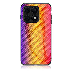 Silicone Frame Mirror Rainbow Gradient Case Cover LS2 for Huawei Honor X8a 4G Orange