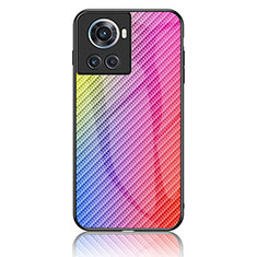 Silicone Frame Mirror Rainbow Gradient Case Cover LS2 for OnePlus Ace 5G Pink