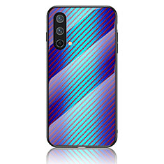 Silicone Frame Mirror Rainbow Gradient Case Cover LS2 for OnePlus Nord CE 5G Blue