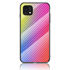 Silicone Frame Mirror Rainbow Gradient Case Cover LS2 for Oppo A16K Pink