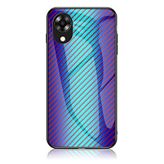 Silicone Frame Mirror Rainbow Gradient Case Cover LS2 for Oppo A17K Blue
