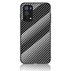 Silicone Frame Mirror Rainbow Gradient Case Cover LS2 for Oppo F19 Black