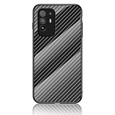 Silicone Frame Mirror Rainbow Gradient Case Cover LS2 for Oppo F19 Pro+ Plus 5G Black