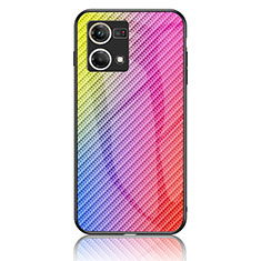 Silicone Frame Mirror Rainbow Gradient Case Cover LS2 for Oppo F21 Pro 4G Pink