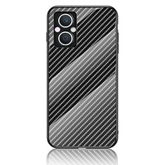Silicone Frame Mirror Rainbow Gradient Case Cover LS2 for Oppo F21 Pro 5G Black