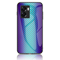 Silicone Frame Mirror Rainbow Gradient Case Cover LS2 for Oppo K10 5G India Blue