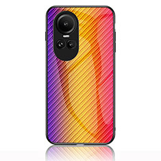 Silicone Frame Mirror Rainbow Gradient Case Cover LS2 for Oppo Reno10 5G Orange