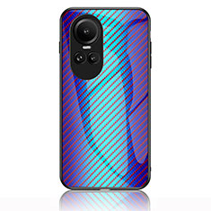 Silicone Frame Mirror Rainbow Gradient Case Cover LS2 for Oppo Reno10 Pro 5G Blue