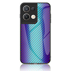 Silicone Frame Mirror Rainbow Gradient Case Cover LS2 for Oppo Reno9 Pro+ Plus 5G Blue