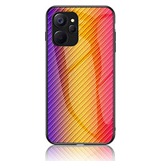 Silicone Frame Mirror Rainbow Gradient Case Cover LS2 for Realme 10T 5G Orange