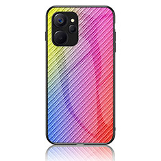 Silicone Frame Mirror Rainbow Gradient Case Cover LS2 for Realme 9i 5G Pink