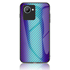 Silicone Frame Mirror Rainbow Gradient Case Cover LS2 for Realme C30 Blue