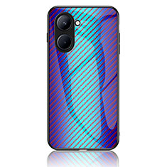 Silicone Frame Mirror Rainbow Gradient Case Cover LS2 for Realme C33 Blue