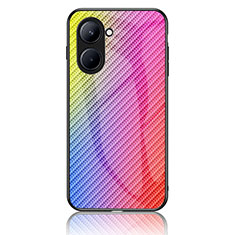 Silicone Frame Mirror Rainbow Gradient Case Cover LS2 for Realme C33 Pink