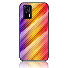 Silicone Frame Mirror Rainbow Gradient Case Cover LS2 for Realme GT Neo 5G Orange