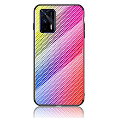 Silicone Frame Mirror Rainbow Gradient Case Cover LS2 for Realme GT Neo 5G Pink