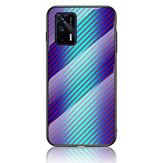 Silicone Frame Mirror Rainbow Gradient Case Cover LS2 for Realme X7 Max 5G Blue