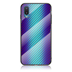 Silicone Frame Mirror Rainbow Gradient Case Cover LS2 for Samsung Galaxy A02 Blue