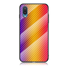 Silicone Frame Mirror Rainbow Gradient Case Cover LS2 for Samsung Galaxy A02 Orange