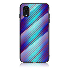 Silicone Frame Mirror Rainbow Gradient Case Cover LS2 for Samsung Galaxy A03 Core Blue