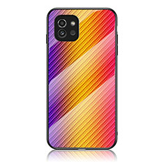 Silicone Frame Mirror Rainbow Gradient Case Cover LS2 for Samsung Galaxy A03 Orange