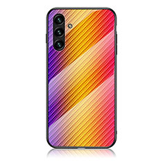 Silicone Frame Mirror Rainbow Gradient Case Cover LS2 for Samsung Galaxy A04s Orange