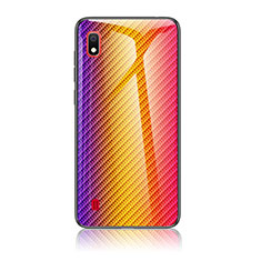 Silicone Frame Mirror Rainbow Gradient Case Cover LS2 for Samsung Galaxy A10 Orange