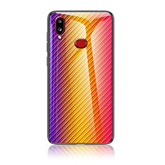 Silicone Frame Mirror Rainbow Gradient Case Cover LS2 for Samsung Galaxy A10s Orange