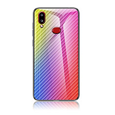 Silicone Frame Mirror Rainbow Gradient Case Cover LS2 for Samsung Galaxy A10s Pink