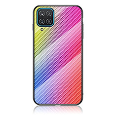 Silicone Frame Mirror Rainbow Gradient Case Cover LS2 for Samsung Galaxy A12 5G Pink