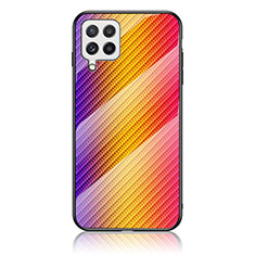 Silicone Frame Mirror Rainbow Gradient Case Cover LS2 for Samsung Galaxy A22 4G Orange