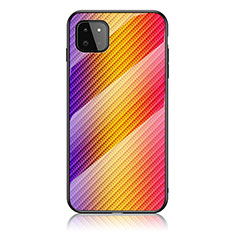 Silicone Frame Mirror Rainbow Gradient Case Cover LS2 for Samsung Galaxy A22s 5G Orange