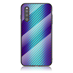 Silicone Frame Mirror Rainbow Gradient Case Cover LS2 for Samsung Galaxy A41 SC-41A Blue