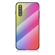 Silicone Frame Mirror Rainbow Gradient Case Cover LS2 for Samsung Galaxy A41 SC-41A Pink