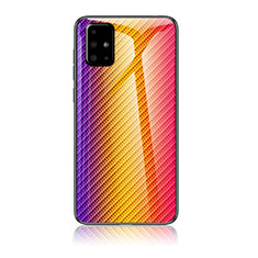 Silicone Frame Mirror Rainbow Gradient Case Cover LS2 for Samsung Galaxy A51 4G Orange