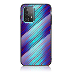 Silicone Frame Mirror Rainbow Gradient Case Cover LS2 for Samsung Galaxy A52 4G Blue