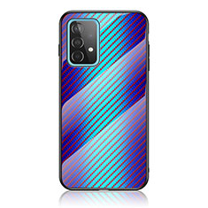 Silicone Frame Mirror Rainbow Gradient Case Cover LS2 for Samsung Galaxy A52s 5G Blue