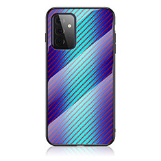 Silicone Frame Mirror Rainbow Gradient Case Cover LS2 for Samsung Galaxy A72 5G Blue