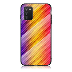 Silicone Frame Mirror Rainbow Gradient Case Cover LS2 for Samsung Galaxy F02S SM-E025F Orange