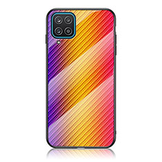 Silicone Frame Mirror Rainbow Gradient Case Cover LS2 for Samsung Galaxy F12 Orange