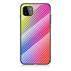 Silicone Frame Mirror Rainbow Gradient Case Cover LS2 for Samsung Galaxy F42 5G Pink