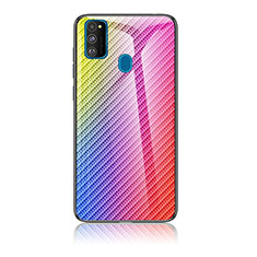Silicone Frame Mirror Rainbow Gradient Case Cover LS2 for Samsung Galaxy M21 Pink