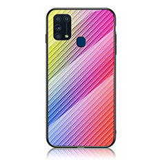 Silicone Frame Mirror Rainbow Gradient Case Cover LS2 for Samsung Galaxy M21s Pink