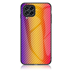 Silicone Frame Mirror Rainbow Gradient Case Cover LS2 for Samsung Galaxy M53 5G Orange