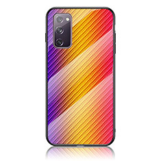Silicone Frame Mirror Rainbow Gradient Case Cover LS2 for Samsung Galaxy S20 FE 5G Orange