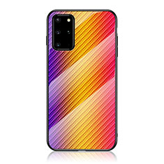 Silicone Frame Mirror Rainbow Gradient Case Cover LS2 for Samsung Galaxy S20 Plus Orange