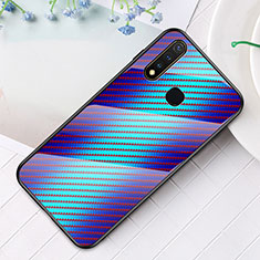 Silicone Frame Mirror Rainbow Gradient Case Cover LS2 for Vivo iQOO U3 4G Blue