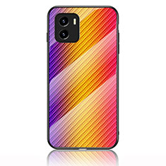 Silicone Frame Mirror Rainbow Gradient Case Cover LS2 for Vivo iQOO U5x Orange